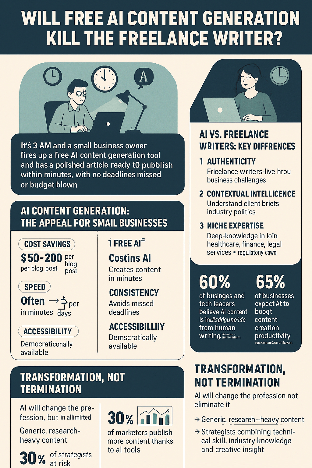 Free AI Content Generation vs. Freelance Writer