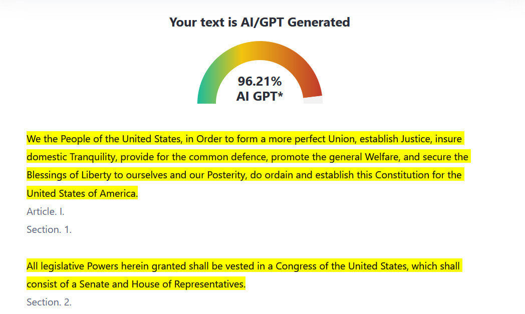 Can Google Detect AI Content - the constitution error