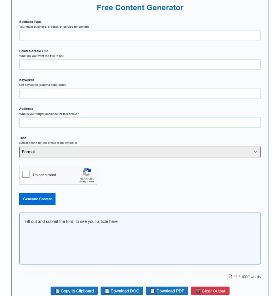 Free AI Article Generator